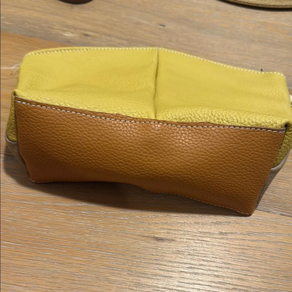 Genuine Leather Zippered Wristlet Pouch Bag From Italy